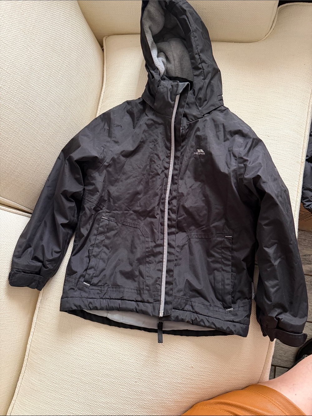 Trespass Kids Black Hooded Waterproof Rain Jacket